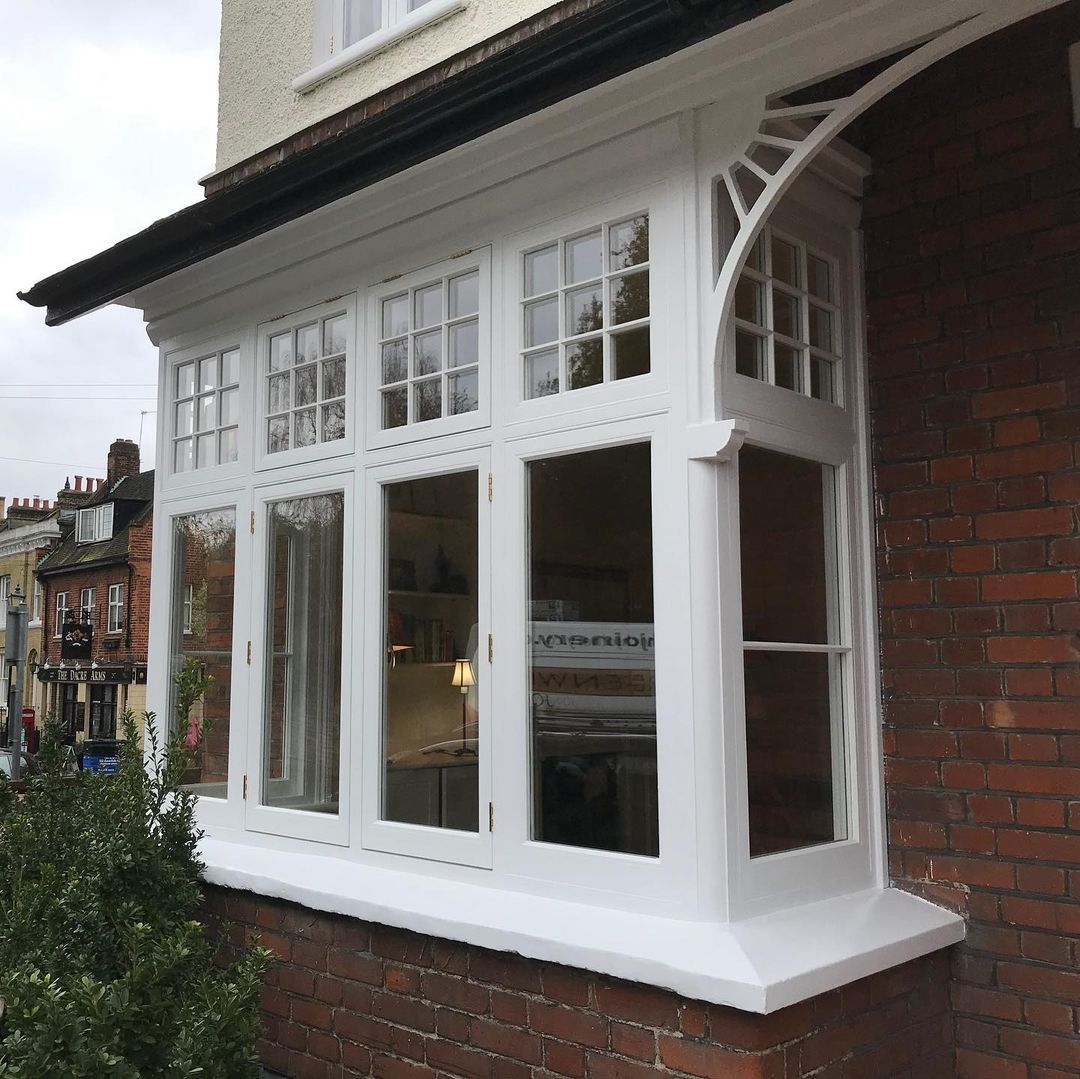 Bay window installation on a house