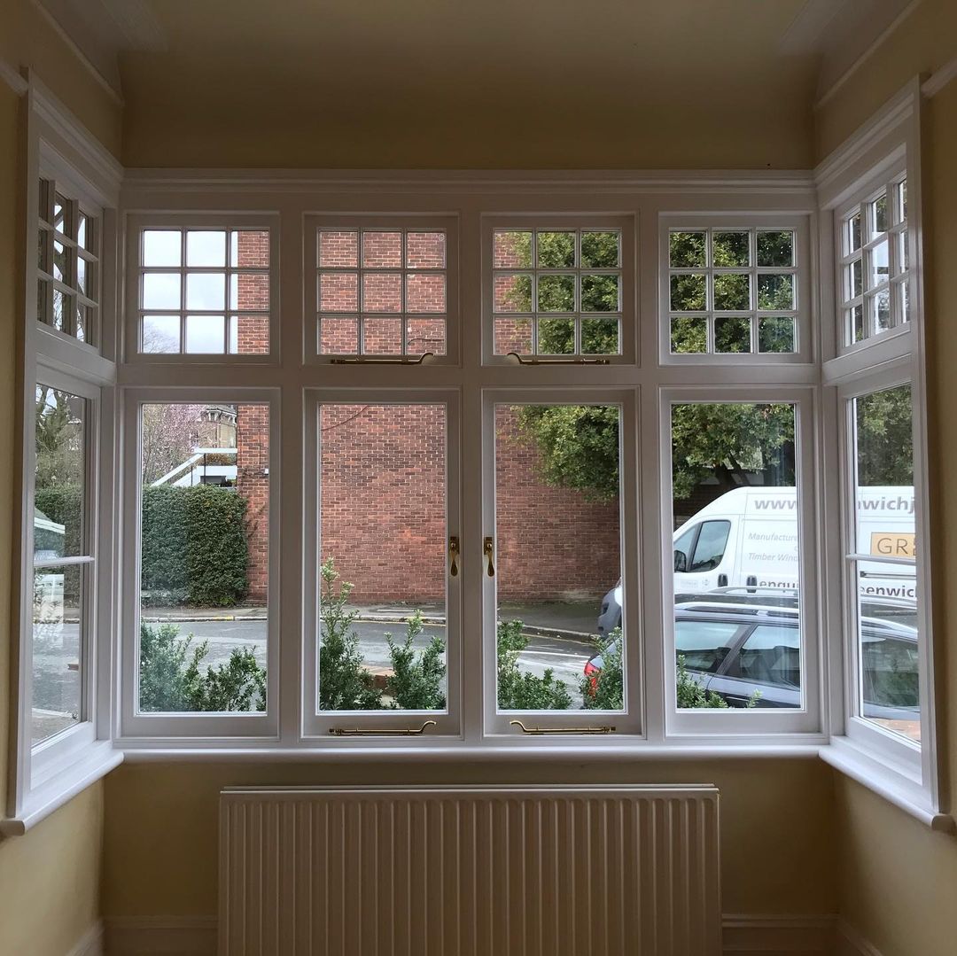 Interior of a bay window installation on a house