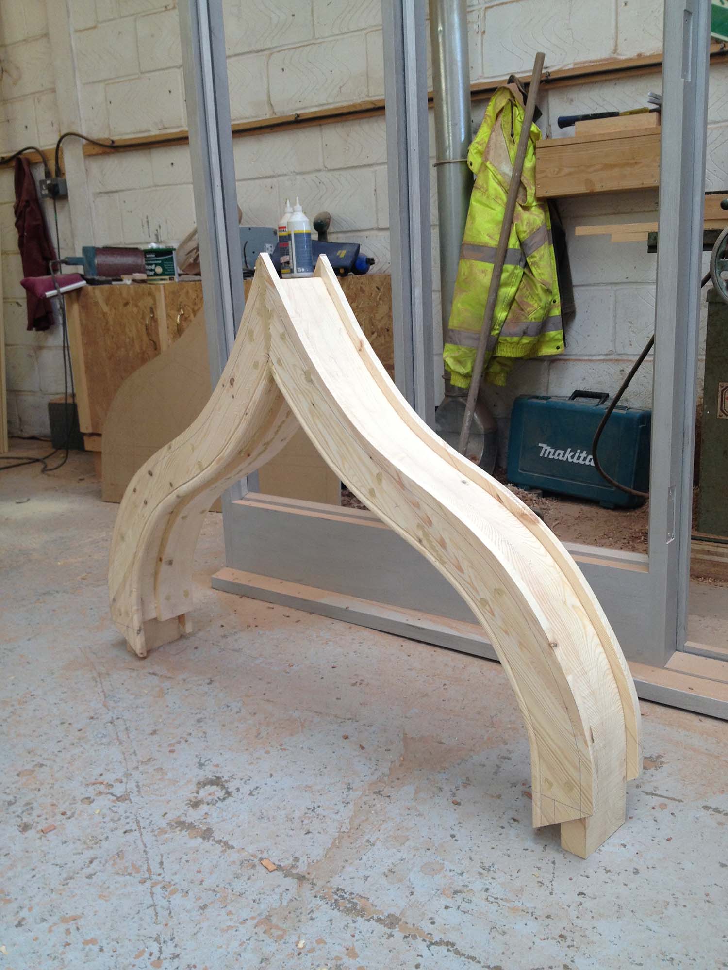 Accoya wood arch being made in a workshop